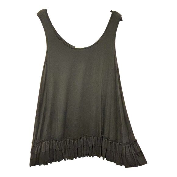 EASEL Tank Dress 2 Tier Ruffled Black Knit Hem Extender Swing Dress - Picture 1 of 6